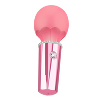 Rozkosz królewny – śliczna, silna różdżka, wibrator wand, ze zdobioną główka i uchwytem dekorowanym klejnocikami, masażer łechtaczki i całego ciała, 12,7 cm, silikon, kolor róż flamingowy