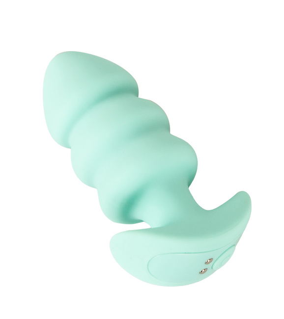 Wibrujący pieszczoch analny Cuties. Trzy stymulujące części, o zmiennej grubości, kolor zielony, silikon