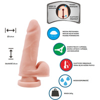 Super realistyczne dildo dwuwarstwowe, silna przyssawka, naturalne w dotyku, 15 cm, TPE
