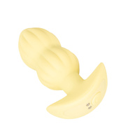 Wibrujący pieszczoch analny Cuties. Rowkowany, o zmiennej grubości, kolor żółty, silikon