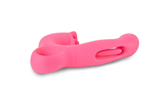 Lizaczek-pukaczek wibrator z paluszkiem do punktu G i języczek do łechtaczki 19,5 cm, silikon