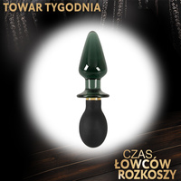 Dwukońcówkowy wibrujący korek analny butt plug szklano-silikonowy