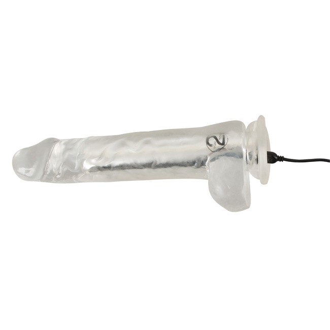 Realistyczne dildo wibrator z silną przyssawką, 24,5 cm / 19 cm wkładane, kolor przeźroczysty
