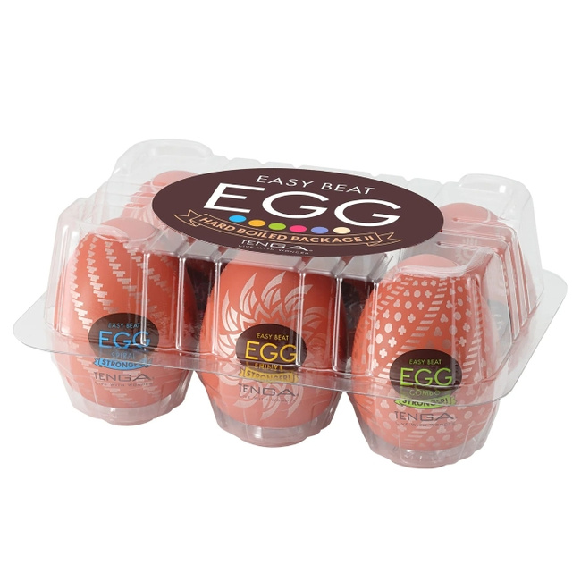 Siódmy bieg - masturbator jajko Tenga EGG Gear o grubszych ścianach z frezami w kształcie kół zębatych po wewnętrznej stronie, seria Hard Boiled (STRONGER)