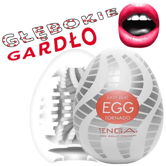 Głebokie gardło - masturbator jajko Tenga EGG Tornado o wewnetrznej poowierzchni w kształcie wirującego tornada, seria New Standard (REGULAR)