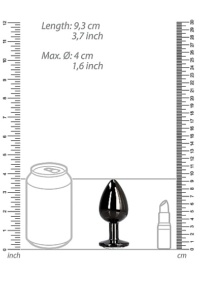 Czarny metalowy korek analny rozmiar L 4 cm z kryształem