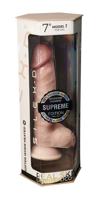 Realistyczne dildo z jądrami, z przyssawką, termoaktywne, silexpan i płynny silikon, rozmiar L 17,8 cm