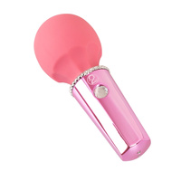 Rozkosz królewny – śliczna, silna różdżka, wibrator wand, ze zdobioną główka i uchwytem dekorowanym klejnocikami, masażer łechtaczki i całego ciała, 12,7 cm, silikon, kolor róż flamingowy