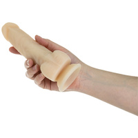 Posuwisto-rotujące dildo z przyssawką, wibrator do waginy i anusa, Platinum Cured Silicon, kolor czarny, 17,8 cm / 12 cm wkładane, rozmiar średni