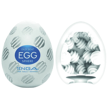 Gorączka sobotniej nocy - masturbator jajko Tenga EGG Sphere o wewnetrznej pokrytej pofałdowanymi kulami, seria New Standard (REGULAR)