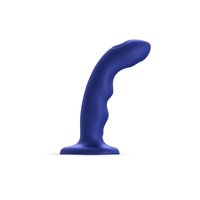Francja-elegancja - luksusowe wibrujące dildo do punktu G z podwójnym pulsatorem membranowym, na przyssawkę, 13 cm, kolor nocny granat, silikonowe