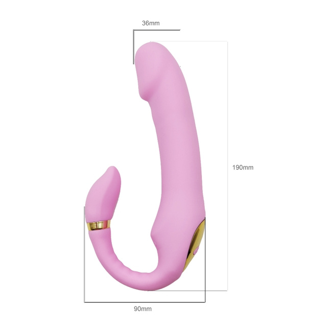 Podwójny wibrator, strapon bez pasków ze stymulacją wahadłową i funkcją rozgrzewania, 19 cm / wkładane 15,5 cm