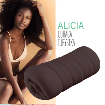 Słodka cipeczka gorącej turystki Alicii, realistyczny masturbator anatomiczny w kolorze ciemnego ciała