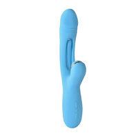 BLUE EUPHORIA – wibrator z ssącym króliczkiem i latającym języczkiem do pieszczenia punktu G i wnętrza pochwy, 999 kombinacji trybów pracy, 3 silniki, 25 cm, silikon