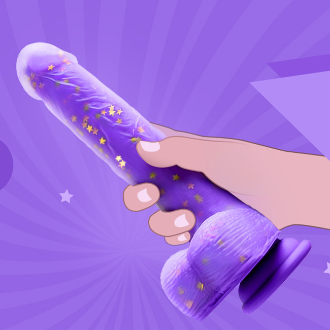 POSUWISTE Silikonowe purpurowe dildo wibrujące na pilota JELIVOY Swing&Thrusting od Tracy's Dog 23 cm z mocną przyssawką 