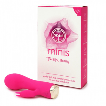 Mały wibrator z króliczkiem do łechtaczki, silikonowy, do torebki, 10 trybów pracy, 12 cm.