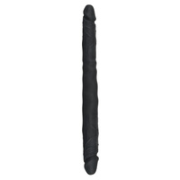 Dwustronne czarne dildo rozmiar XXL, elastyczne - podwójna penetracja, silikon, długość 40 cm, Ø 4 cm
