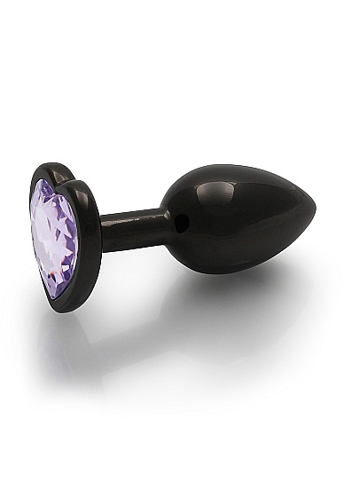 Czarny metalowy korek analny Butt Plug rozmiar S 2,7 cm z kryształem serduszkiem
