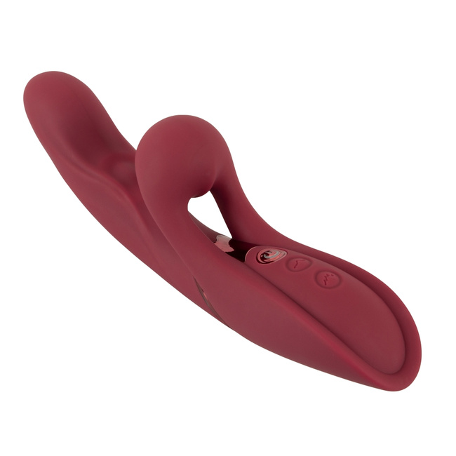 Rubinowe rozkosznik – wibrator z królikiem w kształcie kulki i punktowym pulsatorem do stymulowania pochwy, 3 silniki, silikon, długość 22,3 cm, wkładane 12,80 cm