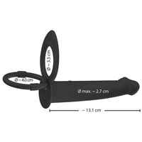 Dildo do podwójnej penetracji z ringiem erekcyjnym i ringiem na jądra, 13,1 cm, na pilota, wodoodporny IPX7, silikon