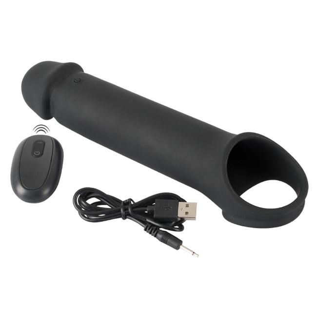 Wibrująca nakładka na penisa +8 cm z 10 trybami wibracji za pomocą bezprzewodowego pilota