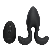 Mocny, czarny korek analny w kształcie rakiety,  dł. 11cm, Ø 4cm, wodoodporny IPX7, na pilota