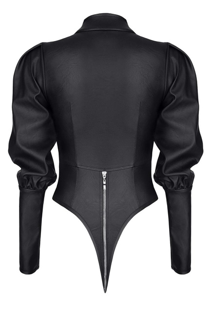 Body z czarnej ekologicznej tkaniny skóropodobnej