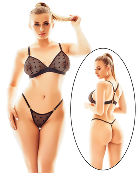 Lekki i zwiewny komplet bielizny erotycznej biustonosz i stringi Dafna