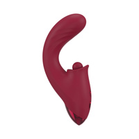 Rubinowe pchnięcie – Posuwisty wygięty wibrator do punktu G z pulsacyjnym młoteczkiem do łechtaczki, długość 17,8 cm, wkładane 9,0 cm