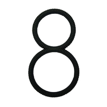 Karbowany, podwójny pierścień na penisa i jądra.