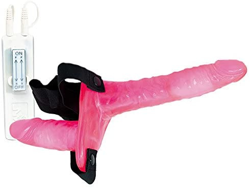 Różowy strap on dla kobiet, do peggingu, dwa dilda ( 17 cm i 9,3 cm ) 