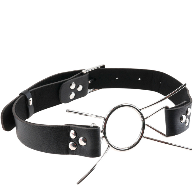 twarty knebel – pajączek z pierścieniem otwierającym Ø3,8 cm i 4 rozpórkami, dominacja i uległość, BDSM