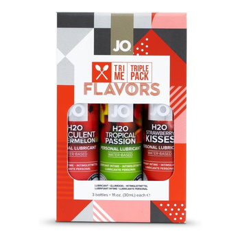 System JO - Zestaw Lubrykantów Wodnych - 3 x 30 ml o smaku truskawki, arbuza, owoców tropikalnych