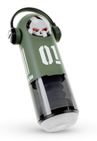 Duży masturbator 3w1 z wibracjami, ruchem posuwistym, z grzaniem i świecącą czaszką