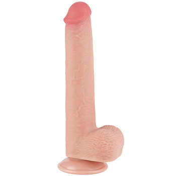Realistyczne dildo dwuwarstwowe z ruchomą skórą, odkręcana przyssawka, rozmiar XL 22 cm, kolor cielisty jasny