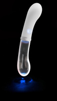 Hybrydowy, szklano-silikonowy, wygięty wibrator do punktu G z podświetleniem LED