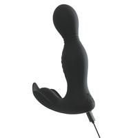 Masażer prostaty, silnie wibrujący, z rotującą główką i stymulacją krocza, 2 silniki, silikon, 13,7 cm / 11,7 cm wkładane, sterowany pilotem, wodoodporny IPX7