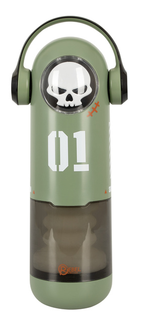 Duży masturbator 3w1 z wibracjami, ruchem posuwistym, z grzaniem i świecącą czaszką