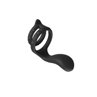 Wibrator nakładkowy, podwójny ring erekcyjny na penisa, silikon