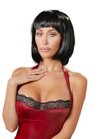 Wamp brunetka –peruka z fryzurą typu bob z klasyczną grzywką, dł. 28 cm, poliester, kolor: brunetka