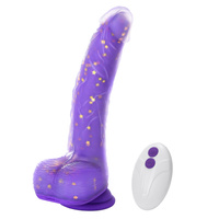 POSUWISTE Silikonowe purpurowe dildo wibrujące na pilota JELIVOY Swing&Thrusting od Tracy's Dog 23 cm z mocną przyssawką 