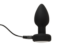 Wibrujący korek analny ze świecącym kryształkiem w nasadzie, 9 cm, sterowany pilotem, IPX7