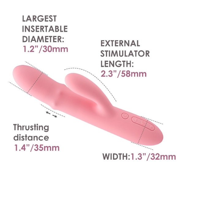 Wibrator z posuwistym pierścieniem koralików i króliczkiem do łechtaczki, sterowany aplikacją, smartfonem, 19,5 cm, silikon, wodoodporny