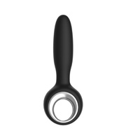 Tylne wejście – proste wąskie wibrujące silikonowe dildo analne z wygodnym uchwytem