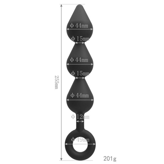 Trzystopniowe dildo analne z uchwytem 25,5 cm
