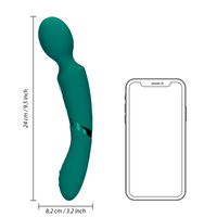 Dwustronna wibrująca różdżka, wibrator wand z wibrującą główką i wibrujące dildo z drugiej strony, 24 cm