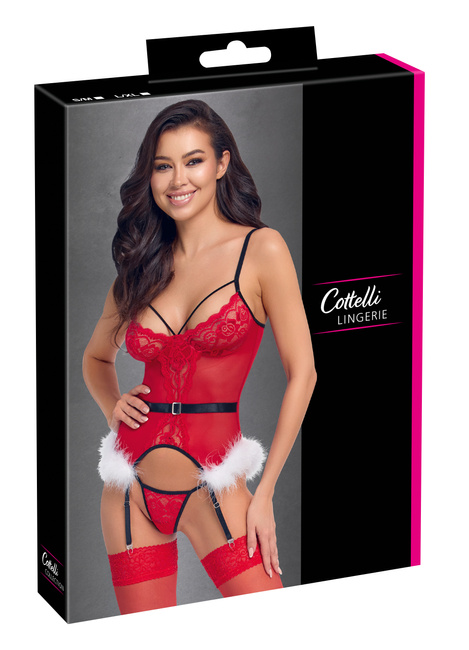 Komplet gorset i stringi w stylu Mikołajki