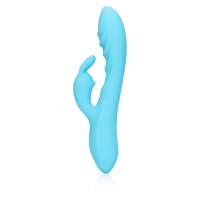 Wibrator fałdowany do punktu G, z królikiem z długimi uszami, płynny silikon, 2 silniki, 21 cm