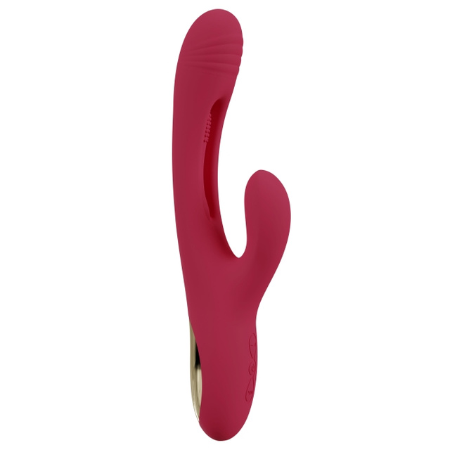 Rozkoszny śmieszek – wibrator z króliczkiem i radosnym języczkiem do pieszczenia punktu G i wnętrza pochwy, 3 silniki, 24,2 cm, silikon, wodoodporny IPX7