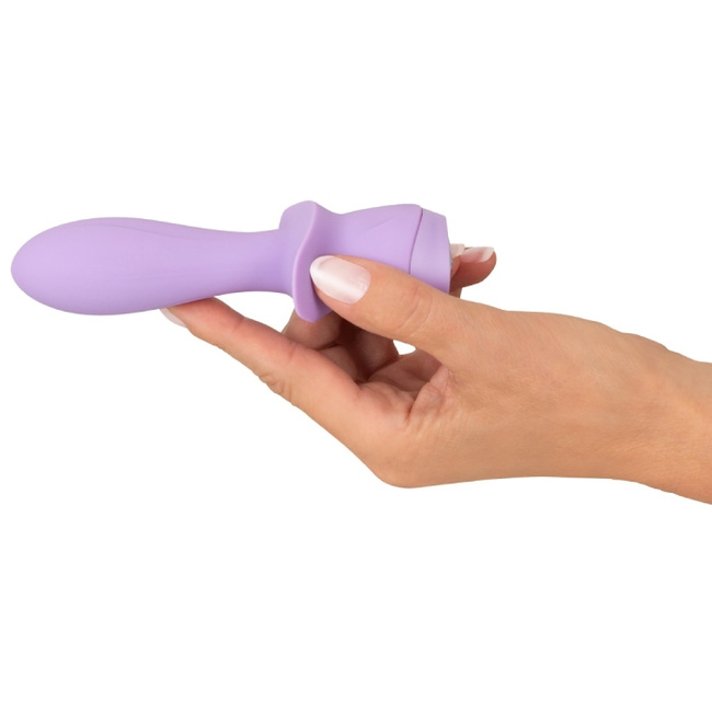 Liliowy pieszczoch - mini wibrator waginalny i analny, z kotwicą, świecący kryształ, 13,6 cm, Cuties 4 generacji